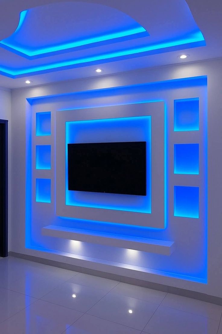 LED gypsum TV wall